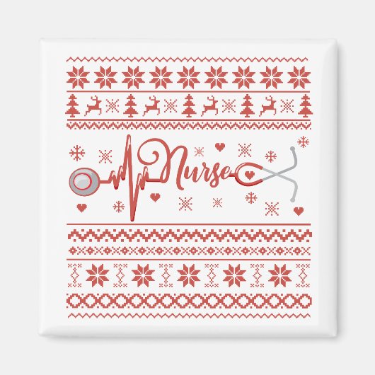 Lelijke vrolijke kersttrui hartslag magneet (Voorkant)