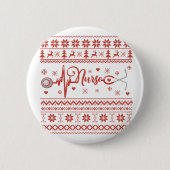 Lelijke vrolijke kersttrui hartslag ronde button 5,7 cm (Voorkant)