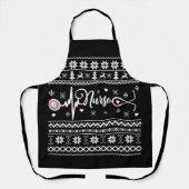Lelijke vrolijke kersttrui hartslag schort (Voorkant)