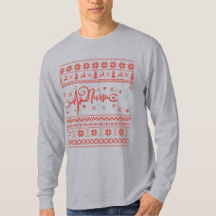 Lelijke vrolijke kersttrui hartslag t-shirt