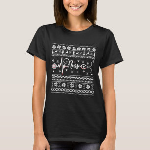 Lelijke vrolijke kersttrui hartslag t-shirt