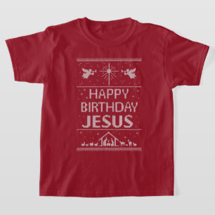 Lelijke vrolijke kersttrui Jesus God Christelijk T-shirt