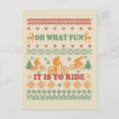 Lelijke vrolijke kersttrui op de fiets briefkaart (Voorkant)