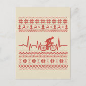 Lelijke vrolijke kersttrui op de fiets briefkaart (Voorkant)