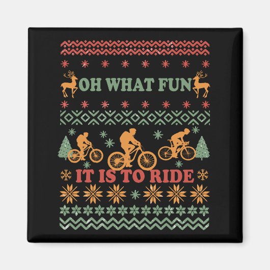Lelijke vrolijke kersttrui op de fiets magneet (Voorkant)