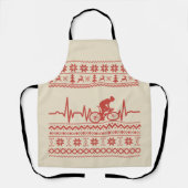 Lelijke vrolijke kersttrui op de fiets schort (Voorkant)