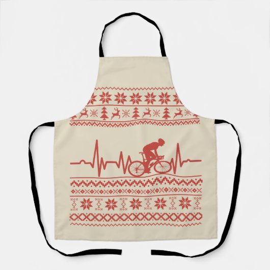 Lelijke vrolijke kersttrui op de fiets schort (Voorkant)