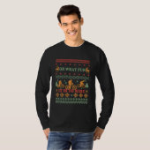 Lelijke vrolijke kersttrui op de fiets t-shirt (Voorkant volledig)