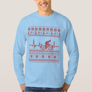 Lelijke vrolijke kersttrui op de fiets t-shirt