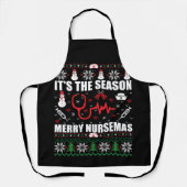 Lelijke vrolijke kersttrui verpleegster schort (Voorkant)