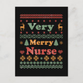 Lelijke Vrolijke Kersttrui verpleegster vintage Briefkaart (Voorkant)