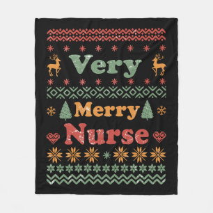 Lelijke Vrolijke Kersttrui verpleegster vintage Fleece Deken