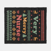 Lelijke Vrolijke Kersttrui verpleegster vintage Fleece Deken (Voorkant (Horizontaal))