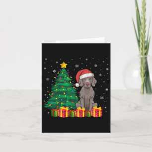 Lelijke Weimaraner Kerstman Hoed Kerstverlichting Kaart