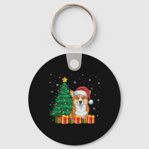 Lelijke Welsh Corgi Santa Hat Christmas Lights Dog Sleutelhanger