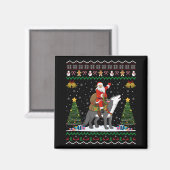 Lelijke Wolf Kerstcadeau Kerstman Rid Wolf Kerstmi Magneet (Voorkant / Achterkant)