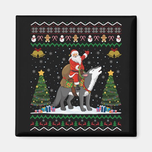 Lelijke Wolf Kerstcadeau Kerstman Rid Wolf Kerstmi Magneet (Voorkant)