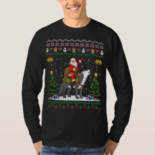 Lelijke Wolf Xmas Gift Santa Riding Wolf Kerstmis T-shirt