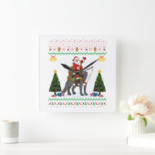 Lelijke Wolf Xmas Gift Santa Riding Wolf Kerstmis Vierkante Klok (Huis)
