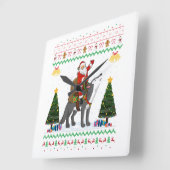 Lelijke Wolf Xmas Gift Santa Riding Wolf Kerstmis Vierkante Klok (Hoek)