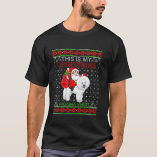 Lelijke Xmas Sweater Santa Riding Bichon Frise Hon T-shirt