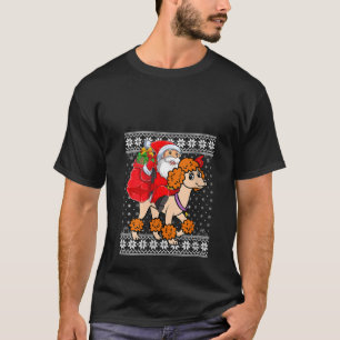 Lelijke Xmas Sweater Santa Riding Standaard Poodle T-shirt