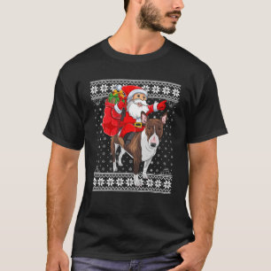 Lelijke Xmas trui Santa Riding Bull Terrier Hond C T-shirt