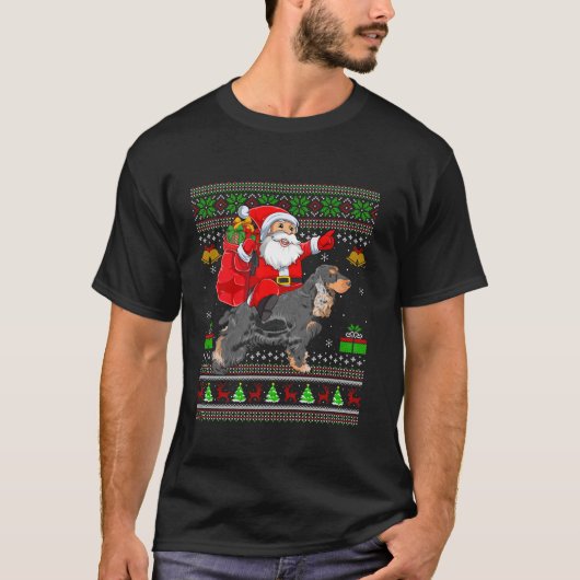Lelijke Xmas trui Santa Riding Cocker Spaniel Hond T-shirt (Voorkant)