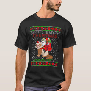 Lelijke Xmas trui stijl Santa Riding Ferret Christ T-shirt