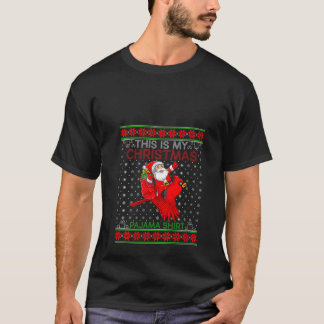 Lelijke Xmas trui stijl Santa Riding Kardinaal Vog T-shirt
