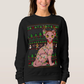 Lelijke Xmas trui stijl verlichting Sphynx kat Chr