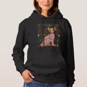 Lelijke Xmas trui stijl verlichting Sphynx kat Chr Hoodie
