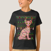 Lelijke Xmas trui stijl verlichting Sphynx kat Chr T-shirt (Voorkant)