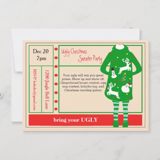 Lelijkste kerst ooit trui party uitnodiging (Voorkant)
