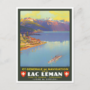 Leman Lake Zwitserland vintage-Briefkaart Briefkaart