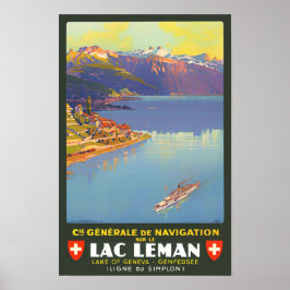 Leman Lake Zwitserland vintage-Poster Poster
