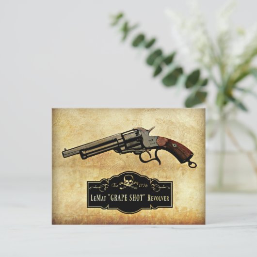 LeMat "Grape Shot" Revolver Pistool Print Briefkaart (Staand voorkant)