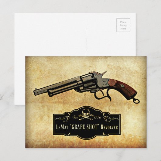 LeMat "Grape Shot" Revolver Pistool Print Briefkaart (Voorkant / Achterkant)