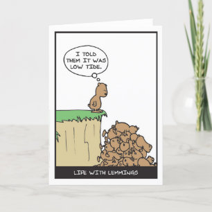 Lemmings bij laagtij - half gebakken strips bedankkaart