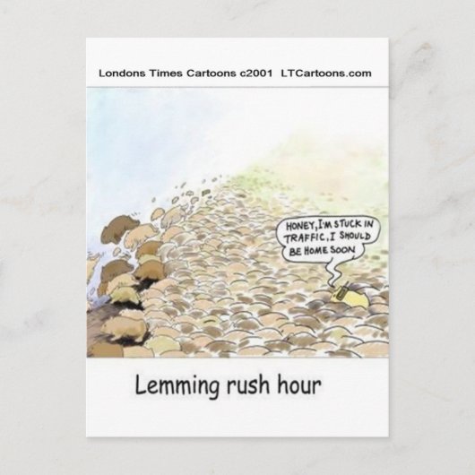 Lemmings Rush Hour Funny Briefkaart (Voorkant)