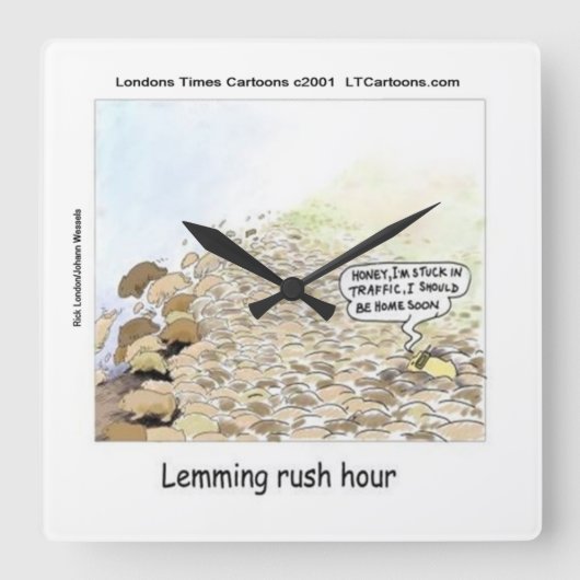 Lemmings Rush Hour Funny Wall klok (Voorkant)