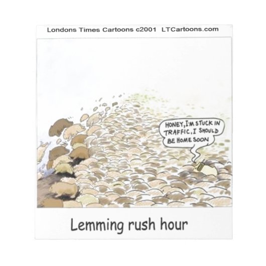 Lemmings Rush Hour Grappig Notitieblok (Voorkant)