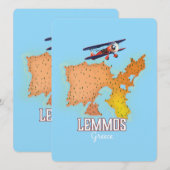 Lemmos Griekse kaart geïllustreerde reisposter (Voorkant / Achterkant)