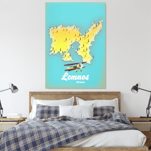 Lemnos greece retro map canvas afdruk (Insitu (Slaapkamer))