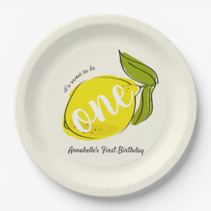 Lemon 1e verjaardag Bord lichtgeel papier
