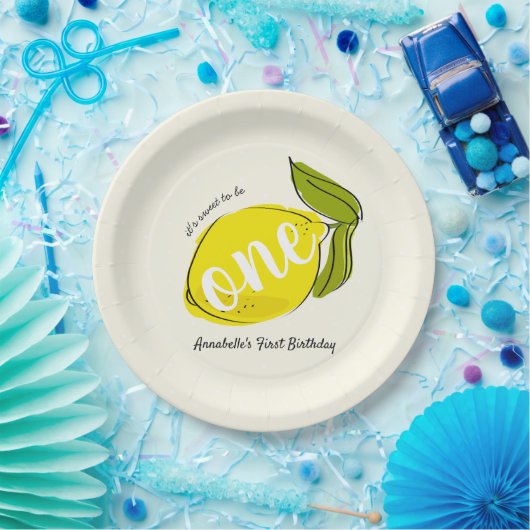 Lemon 1e Verjaardag Licht Geel Papier Bord (Feest)