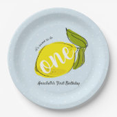 Lemon 1e Verjaardag Lichtblauw Papier Bord (Voorkant)