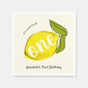 Lemon 1e verjaardag, lichtgeel papier servet