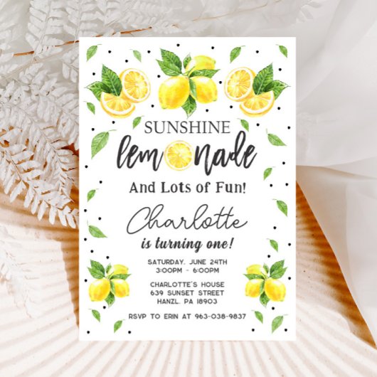 Lemon 1e verjaardag uitnodiging