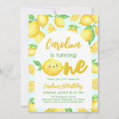 Lemon 1st Verjaardag Party Meisje Foto Kaart (Voorkant)